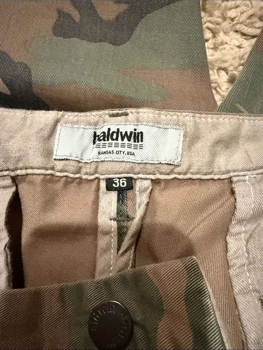 baldwin Kansas City Men's Camo Chino Pants 36 Waist